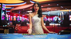 Live dealer at macaubet chat Infinite Blackjack table displaying community hand and game action